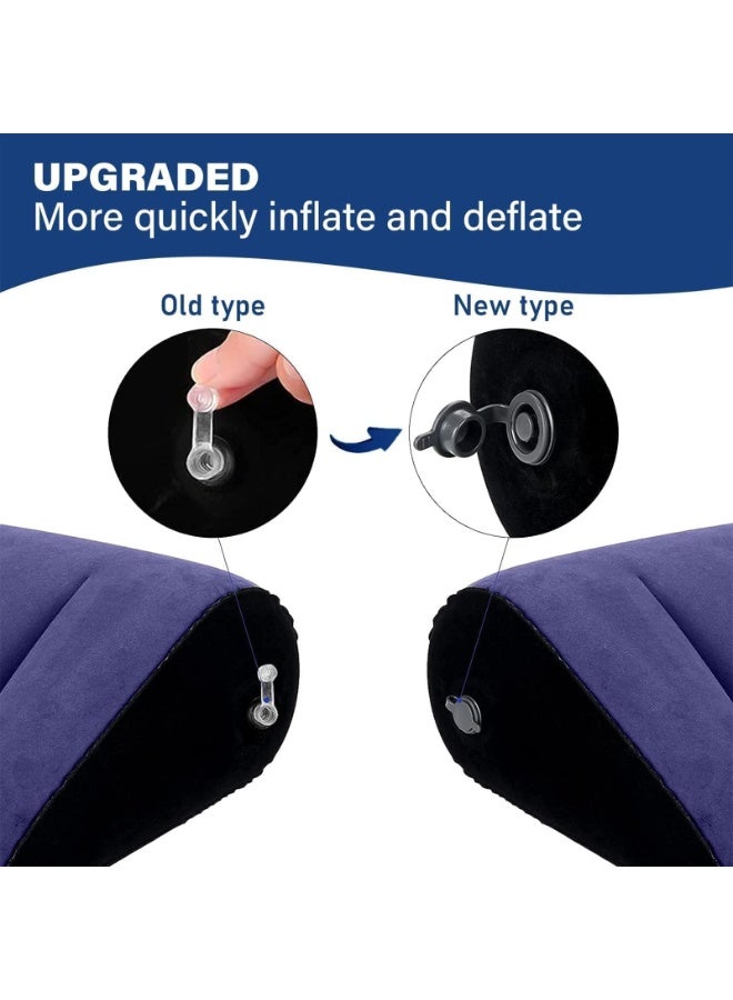 كيل › وسادة قابلة للنفخ لرفع الساقين وسادة إسفينية زرقاء محمولة للنوم والسفر والراحة المنزلية ودعم مريح للساقين الخلفيتين وتخفيف التورم - Image 2